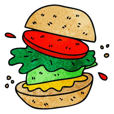 ilginç karikatür veggie burger el çekilmiş