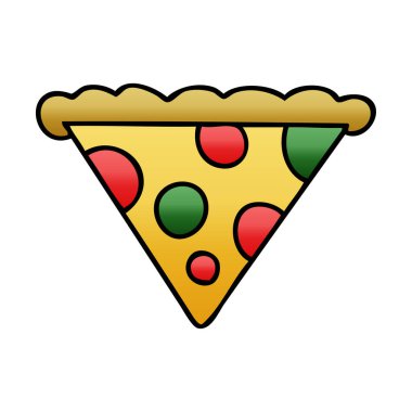 Degrade gölgeli ilginç karikatür dilim pizza