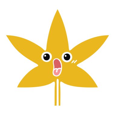 düz renk sonbahar yaprak retro çizgi film