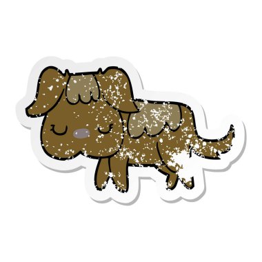 sıkıntılı etiket bir karikatür köpek