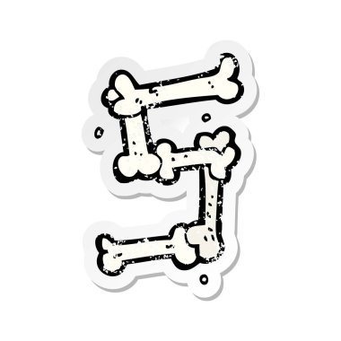 bir karikatür Retro sıkıntılı etiket Cadılar Bayramı kemik numarası