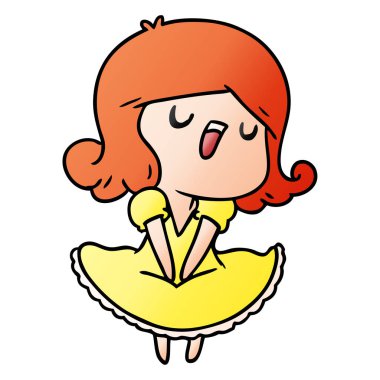 bir şirin şarkı kawaii kız degrade çizgi film gösterimi