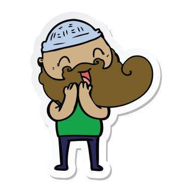 etiket gülerek mutlu bir sakallı adamın