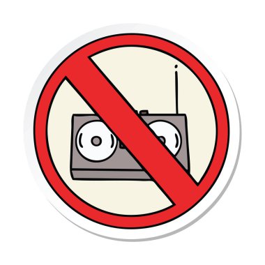 Telsiz yok izin bir sevimli çizgi etiket