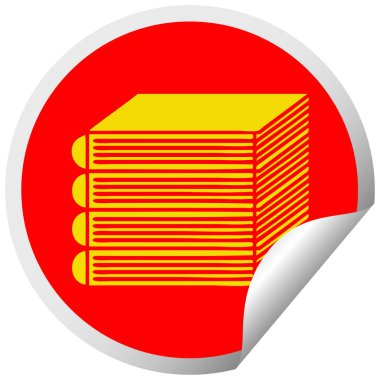 kitapların bir yığınına dairesel peeling etiket karikatür