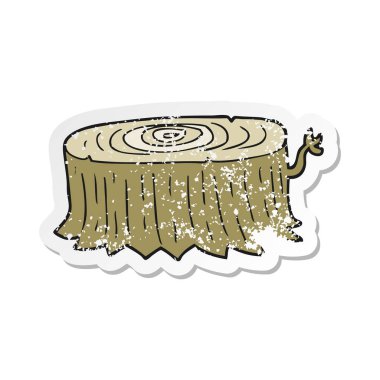 bir çizgi film ağaç kütüğü Retro sıkıntılı etiket