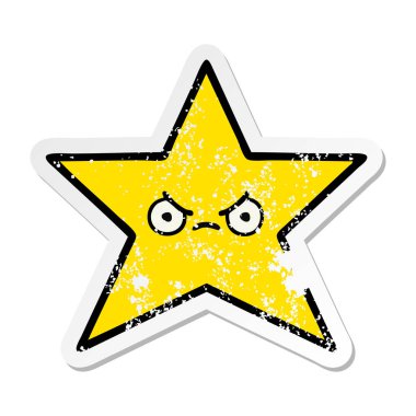 sevimli çizgi altın yıldız sıkıntılı etiket