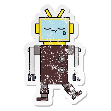 sevimli çizgi robot sıkıntılı etiket