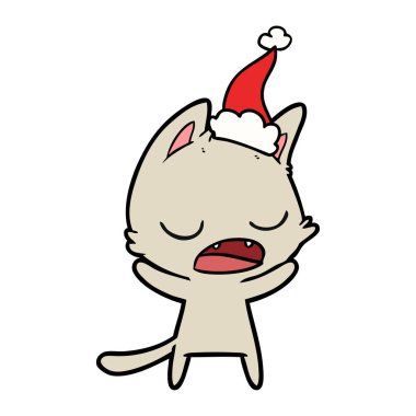 konuşan kedi çizgi çizme giyen Noel Baba şapkası