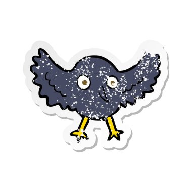 bir çizgi film karga Retro sıkıntılı etiket