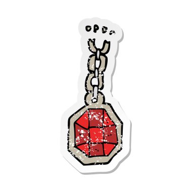 Retro sıkıntılı etiket bir karikatür büyük mücevher kolye