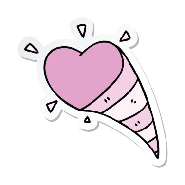 kalp çekim ilginç el çizilen çizgi film etiketi