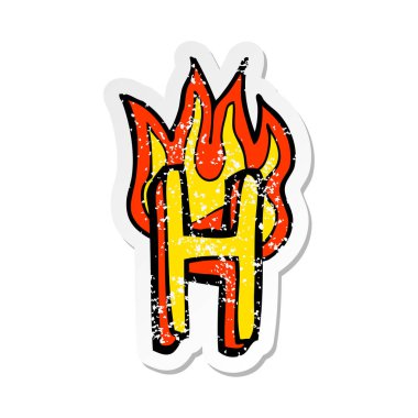 bir çizgi film yanan mektup Retro sıkıntılı etiket