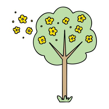 ilginç el çizilmiş karikatür ağaç