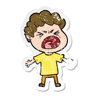 bir çizgi film öfkeli adam sıkıntılı etiket