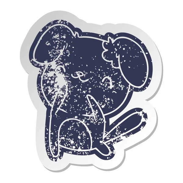 sıkıntılı eski çizgi film etiketi kawaii şirin bir köpek