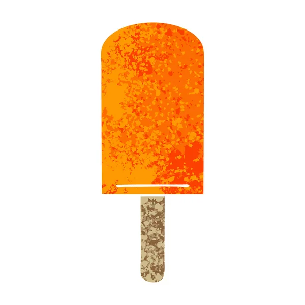 Eigenzinnige retro afbeelding stijl cartoon oranje ice lolly — Stockvector