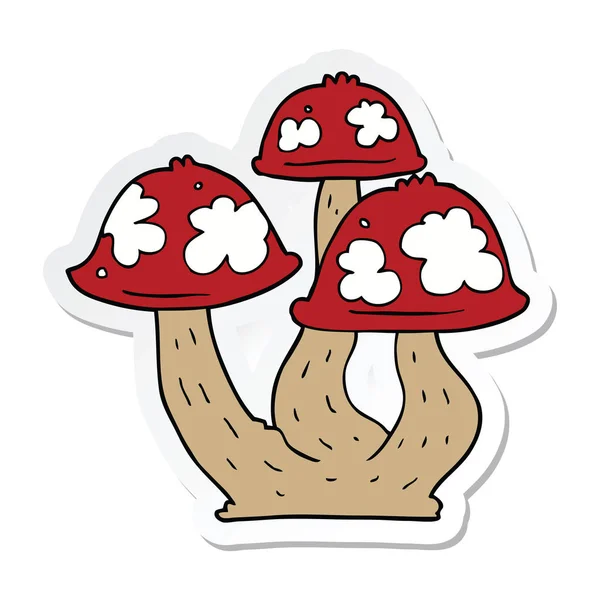 Autocollant de champignons de dessin animé — Image vectorielle