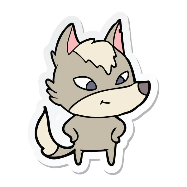 Sticker Van Een Vriendelijke Cartoon Wolf — Stockvector