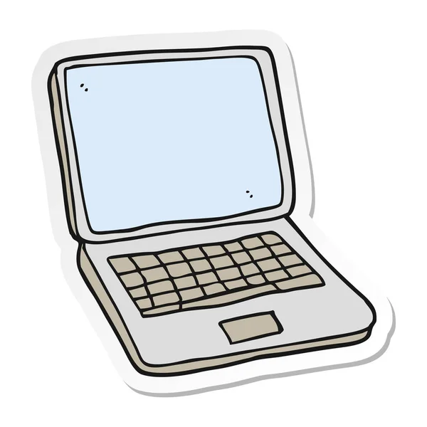 Etiqueta Computador Portátil Dos Desenhos Animados — Vetor de Stock