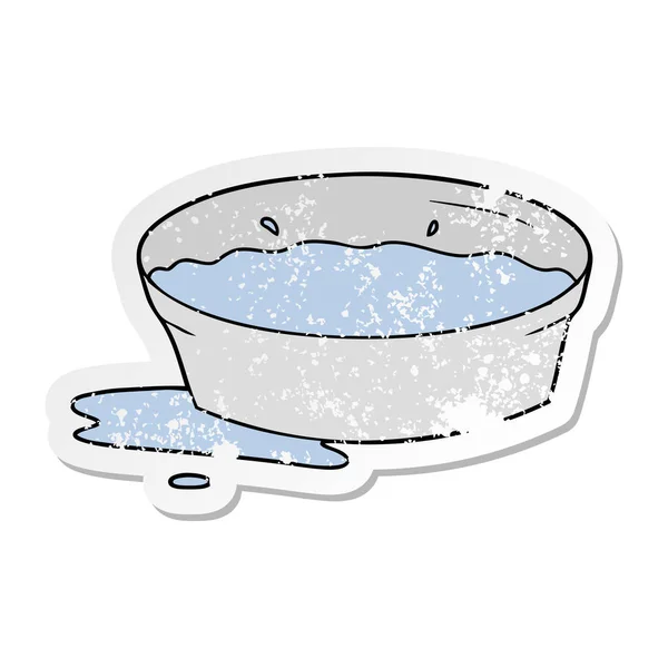 Etiqueta angustiada de uma tigela de água cão desenhos animados —  Vetores de Stock