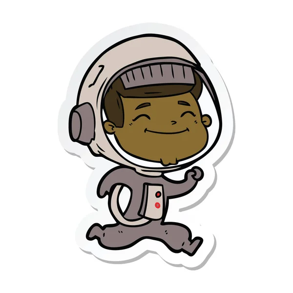Mutlu karikatür astronotun etiket — Stok Vektör