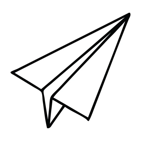 Kreskówka Linia Rysunek Samolotu Papieru — Wektor stockowy