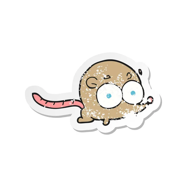 Retro Noodlijdende Sticker Van Een Cartoon Muis — Stockvector
