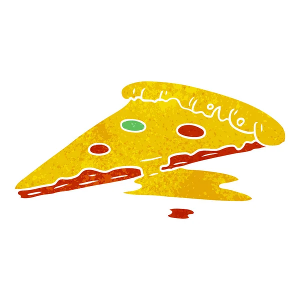 Handgezeichnetes Retro Cartoon Doodle Einer Scheibe Pizza — Stockvektor