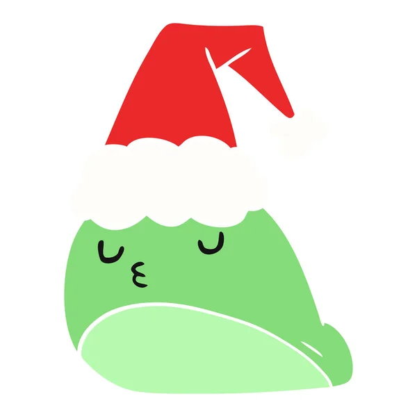 Hand Drawn Christmas Cartoon Kawaii Slug — Stock Vector