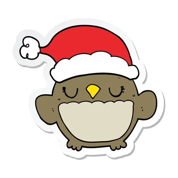 Sticker Cute Christmas Owl — Stock Vector