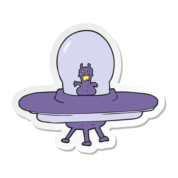 sticker of a cartoon alien spaceship