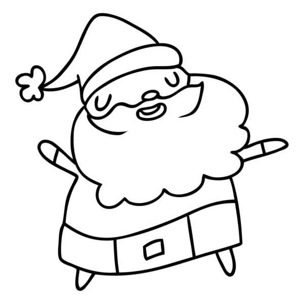 Line Drawing Illustration Kawaii Santa Claus — Stock Vector