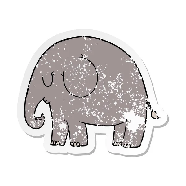 Distressed Sticker Cartoon Elephant — Stock Vector