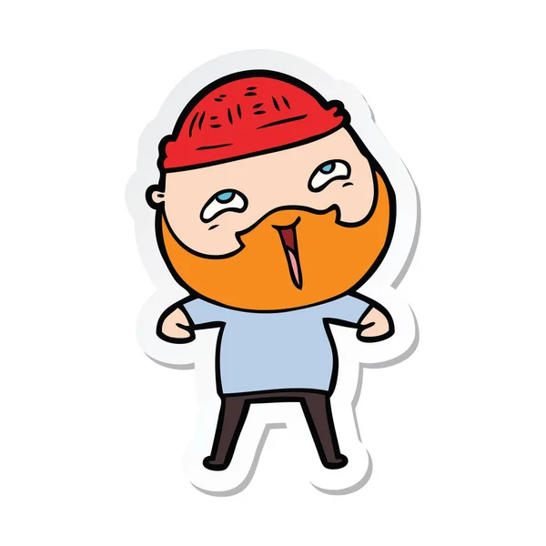 Sticker Cartoon Happy Bearded Man — Stock Vector