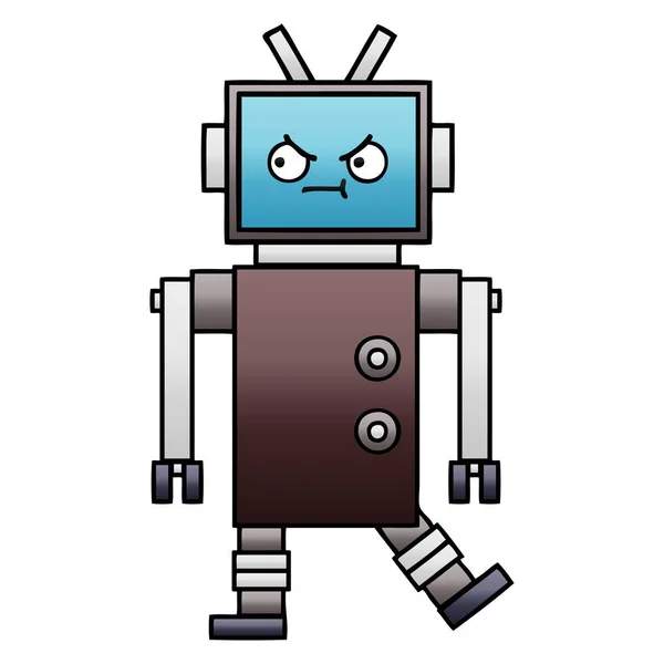 Dibujo Animado Sombreado Degradado Robot — Vector de stock