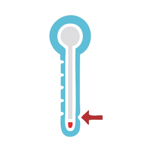 Termômetro de vidro de desenhos animados retro de cor plana — Vetor de Stock