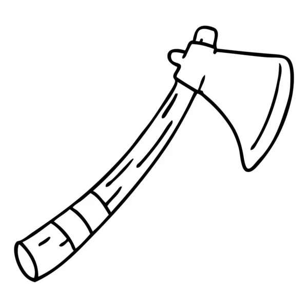 Handen Ritade Linje Ritning Doodle Trädgård Axe — Stock vektor