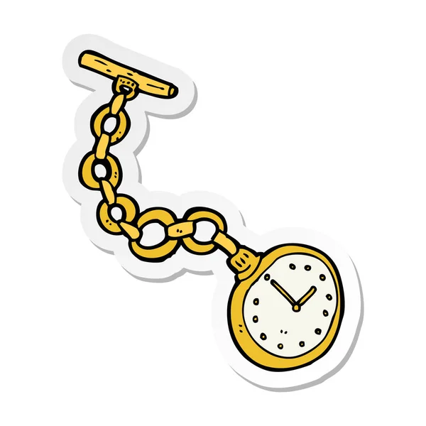 漫画の古い懐中時計のステッカー — ストックベクタ