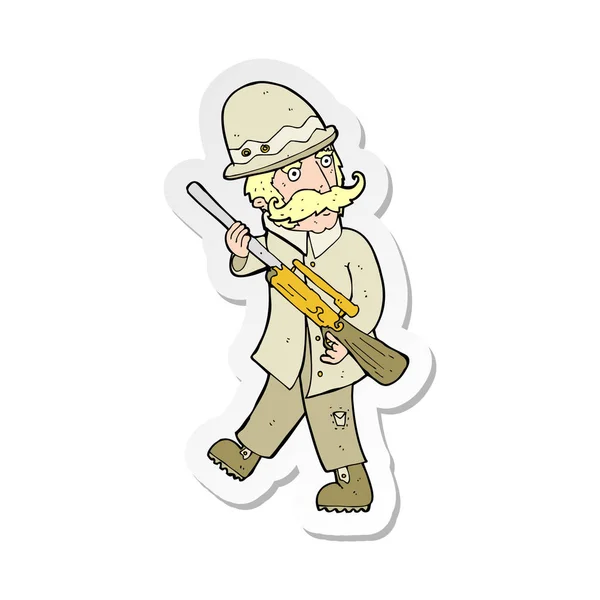 Sticker van een cartoon big game hunter — Stockvector