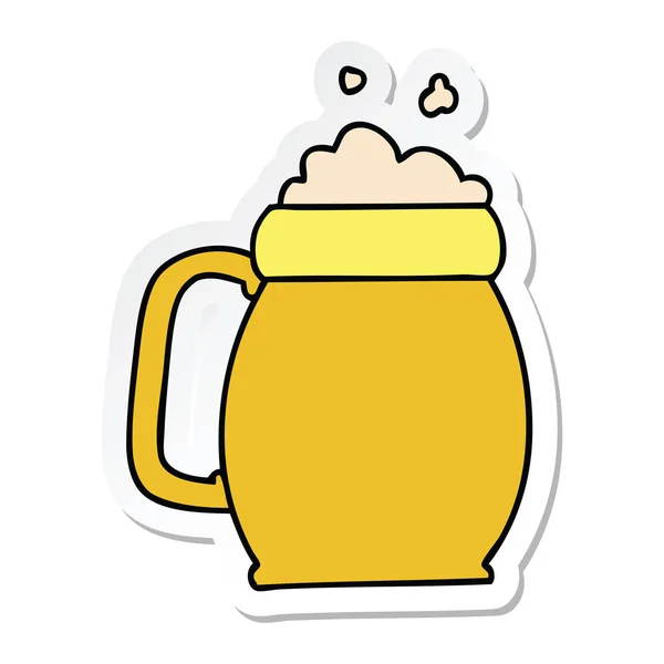Aufkleber eines skurrilen handgezeichneten Cartoon-Pint Bier — Stockvektor