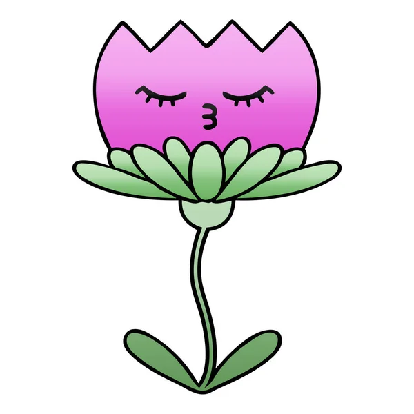 Gradiente sombreado flor de dibujos animados — Vector de stock