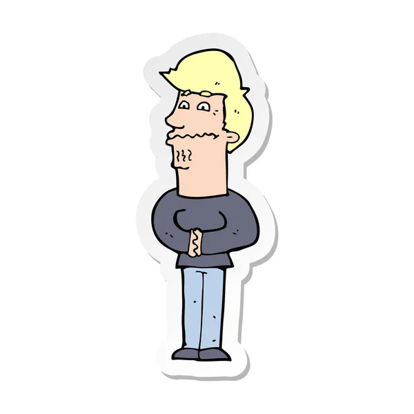 Sticker van een cartoon nerveus man — Stockvector
