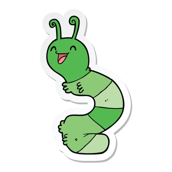 Sticker van een cartoon gelukkig caterpillar — Stockvector