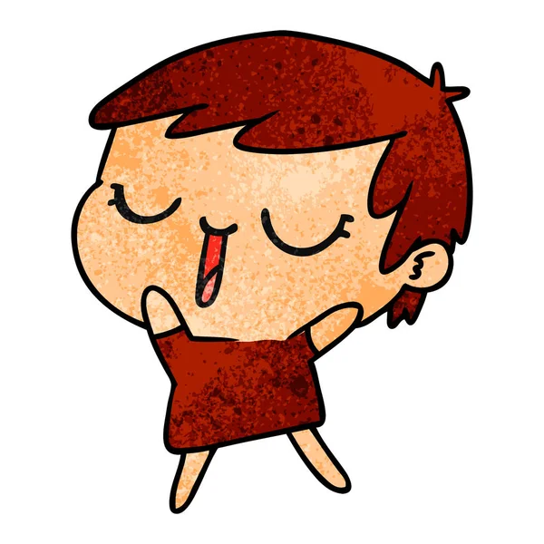 Textured cartoon of cute kawaii short haired girl — Stock Vector