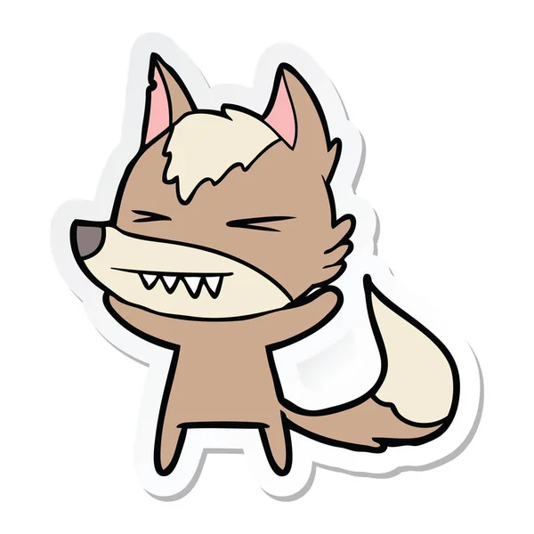 怒っているオオカミ漫画のステッカー — ストックベクタ