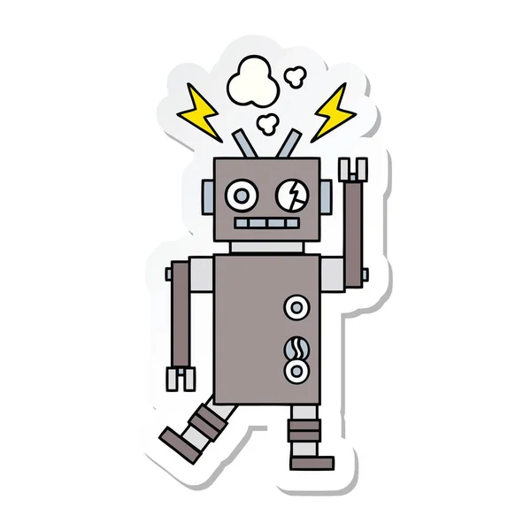 Klistermärke Gullig Tecknad Krånglande Robot — Stock vektor