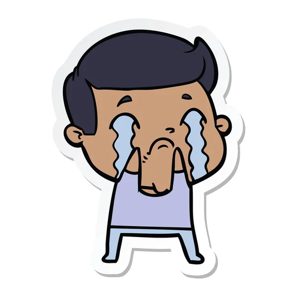 Sticker Cartoon Man Crying — Stock Vector