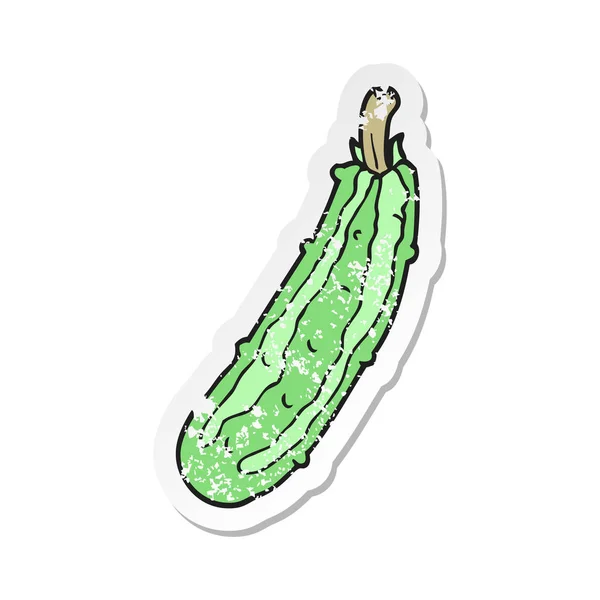 Retro Verontruste Sticker Van Een Cartoon Courgette — Stockvector