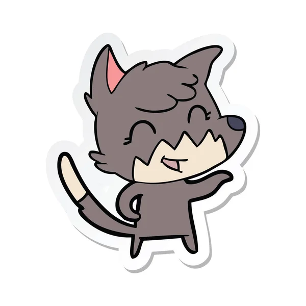 Aufkleber eines glücklichen Cartoon-Fuchses — Stockvektor